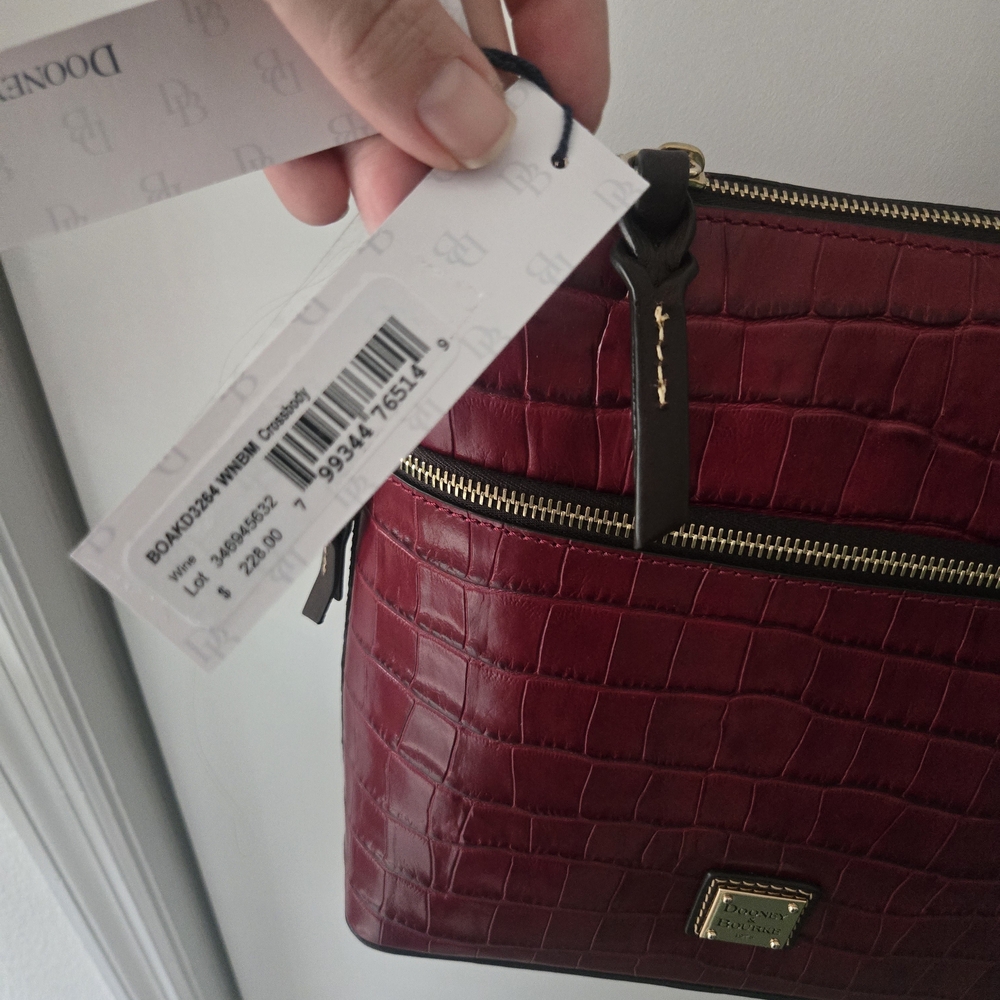 Dooney & Bourke Burgundy Croc Embossed Crossbody Bag - Picture 5 of 9